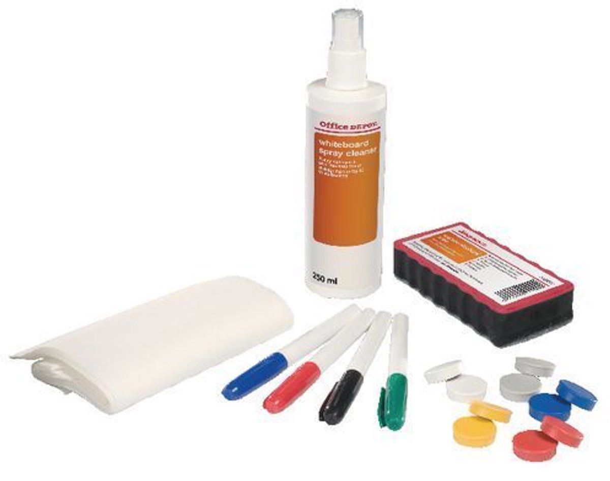 Office DEPOT - Whiteboard - Starters set - Stiften - Magneten - Schoonmaak set