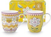 Pip Studio - Mokken - Lily & Lotus - Geel - 200 ml - Set van 2