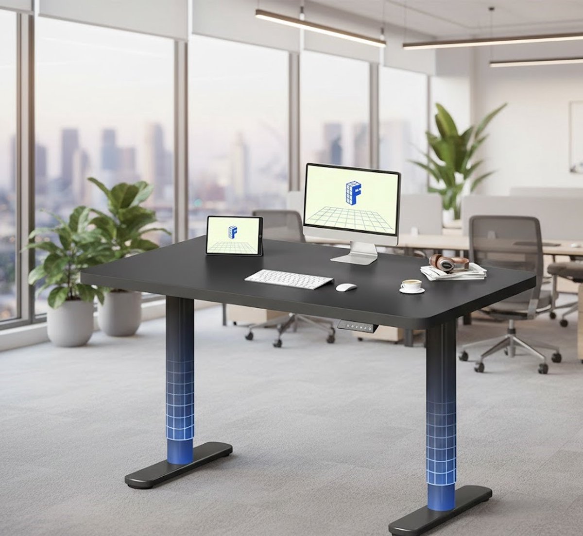 ErgoDesk Compact Elektrisch Hoogte Verstelbaar Bureau 120x60 cm – Zit-Sta Werkplek met Geheugenfunctie, Ronde Tafelpoten en Stille Motor – Perfect voor Thuiswerken en Kantoor | A-Furniture