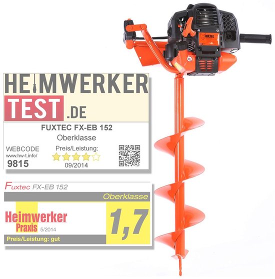 FUXTEC benzine grondboor FX-EB152 - 52cc, 3 pk, incl. 3 boorgarnituren, eenvoudig starten