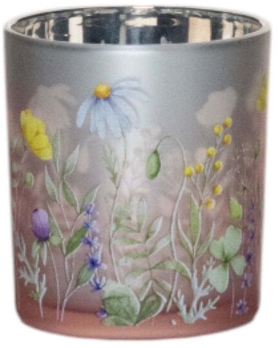 Mars & More Theelichthouder wilde bloemen small 8cm multi kleuren diversen