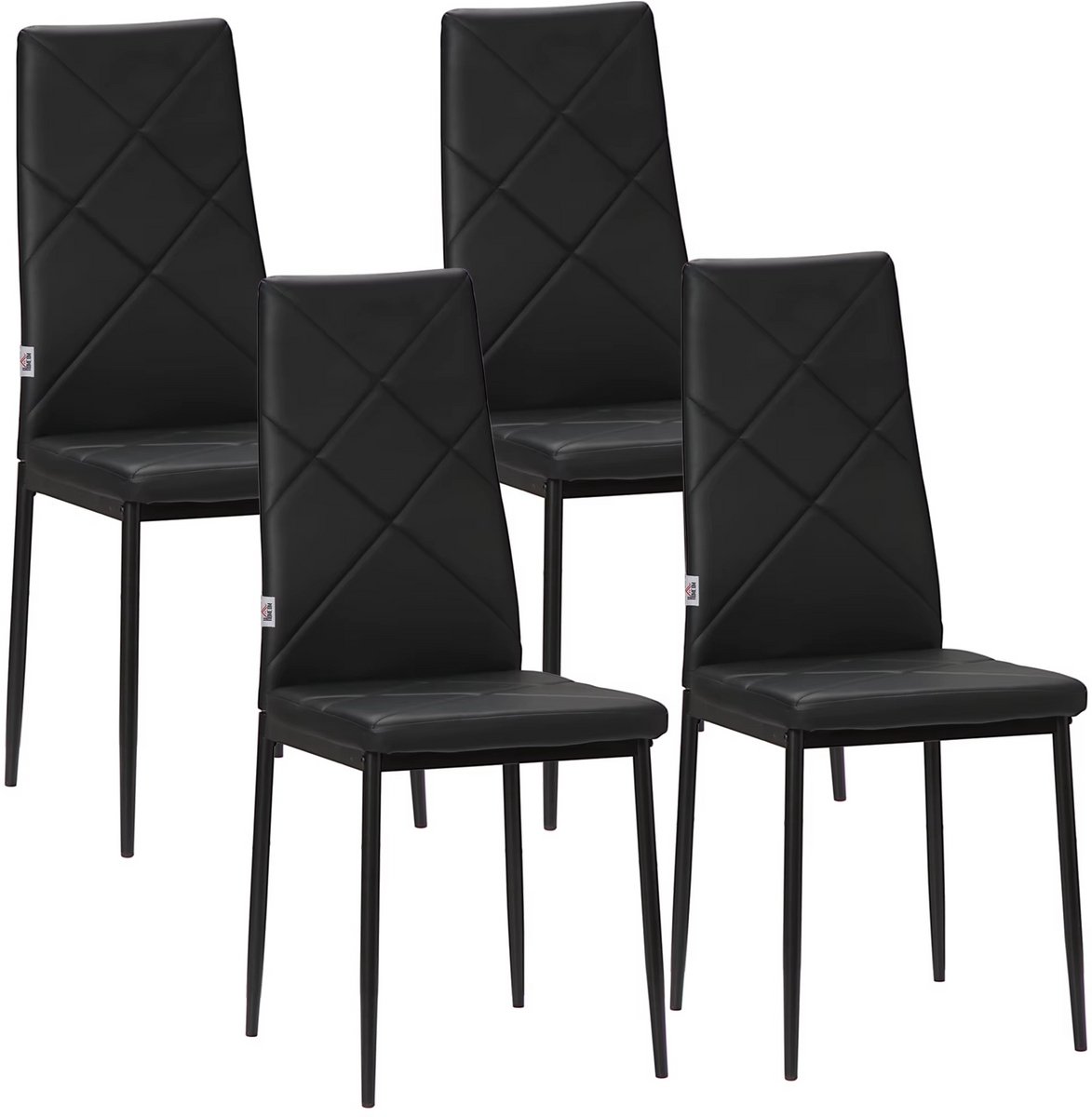 Naiz - Eetkamerstoelen - Set van 4 stuks - Zwart - PU lederen - 41 x 50 x 97 cm