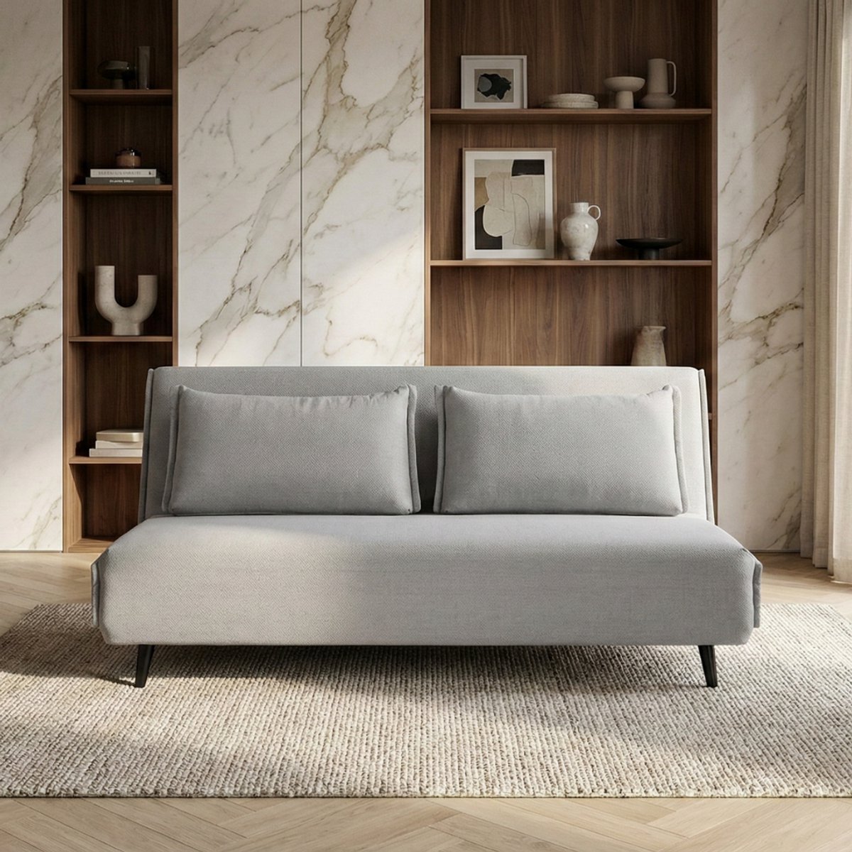 Troonz Slaapbank Taormina 140x200cm - Bedbank 2 persoons - Grijs - Comfortabel Logeerbed