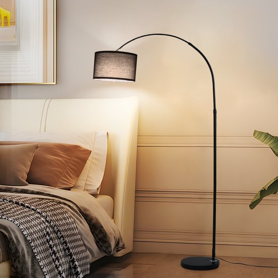 ANTENLICHT Moderne Vloerlamp - Staande Lamp met Zwart kap - 1 Lichts 9W 3000K 860LM - Zwart - Woonkamer - Slaapkamer