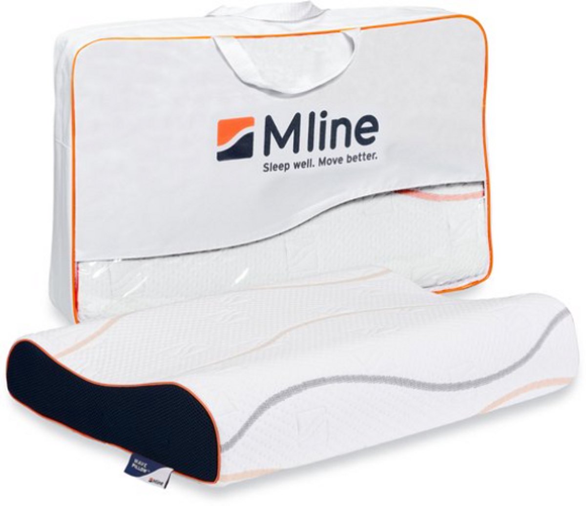 M line Wave Pillow ergonomisch hoofdkussen – traagschuim slaapkussen – medium - anti-allergeen – tegen nek- en rugklachten – 13 cm hoog