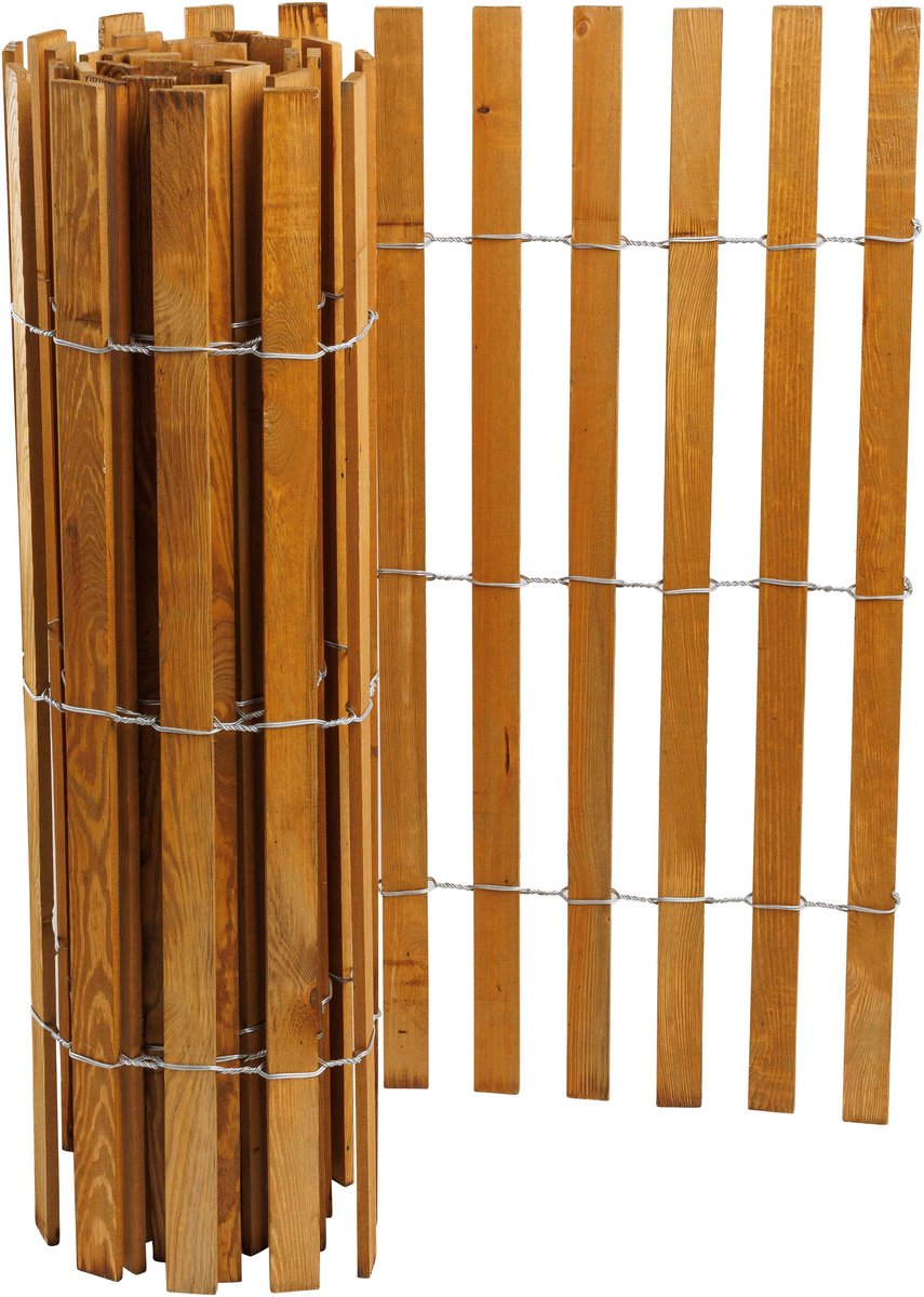 BOGATECO Natuurlijk Houten Hekwerk 120 x 300 cm - Lattenafstand 4-5 cm - Geïmpregneerd Rolhek in Diverse Kleuren - Duurzame Tuinafscheiding & Borderomheining