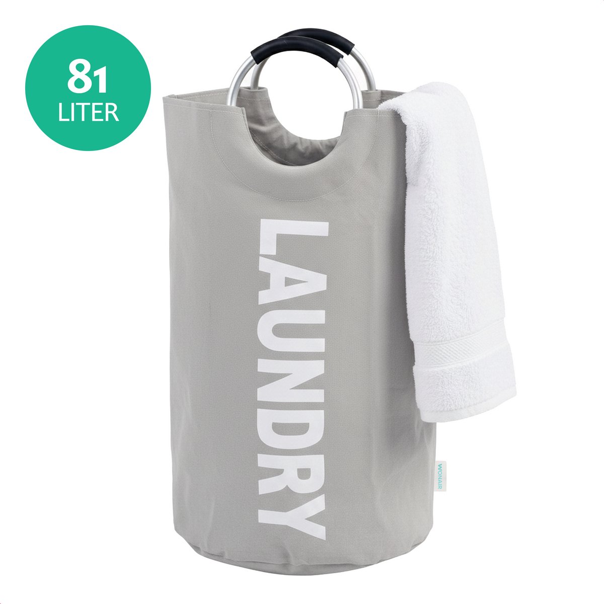 Bol.com Wonair Wasmand – Waszak - Opvouwbaar – 81L – Lichtgrijs aanbieding