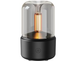 Novendo Goods – 120ml Kaarslicht aroma luchtbevochtiger - Stilte diffuser met warm wit nachtlampje & koele mist - USB aroma diffuser voor slaapkamer & kantoor