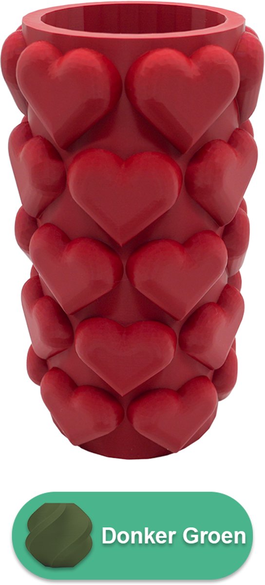 Lovora Luvé moderne vaas – Decoratieve vaas - Donker Groen - 3d geprinte vaas – geschikt voor droogbloemen - 25CM