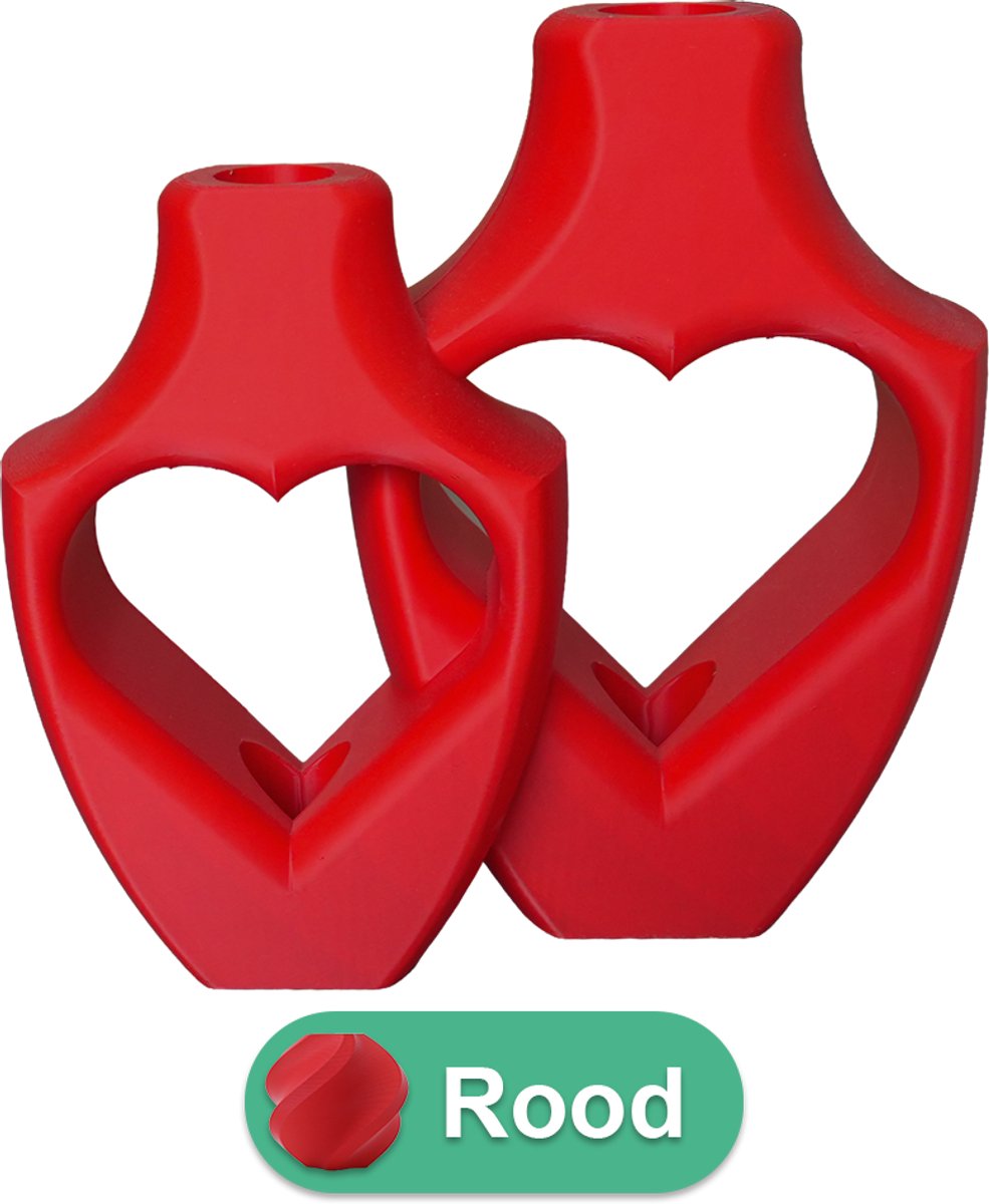 Lovora Alira Duo moderne vaas set – Decoratieve vaas - Rood - 3d geprinte vazen – geschikt voor droogbloemen - 30CM