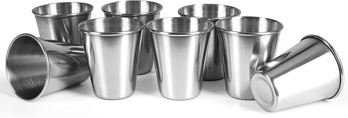 Set van 8 Roestvrijstalen Shotglaasjes (60 ml) - Onbreekbaar & Draagbaar