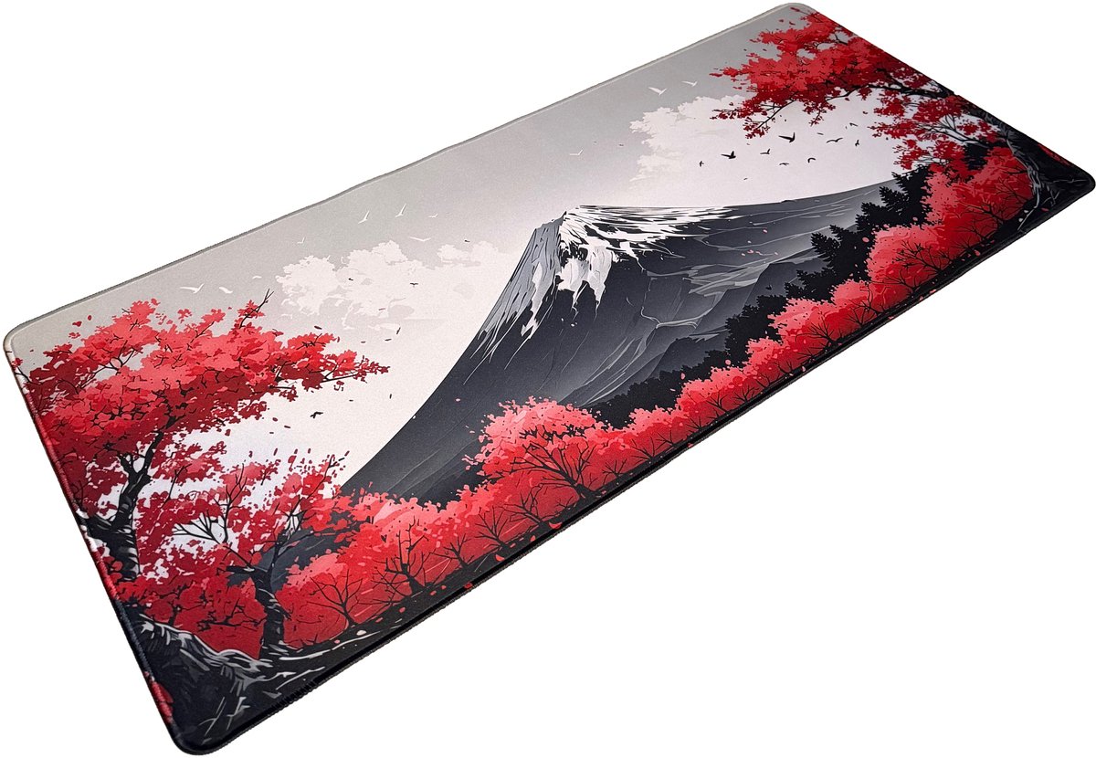 Muismat xxl - Fuji Blossom Rood - Gaming - 900 x 400 x 3 mm - Antislip