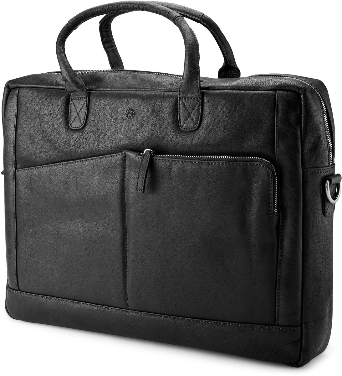 Montreal Klassieke Zwarte Lederen Laptoptas