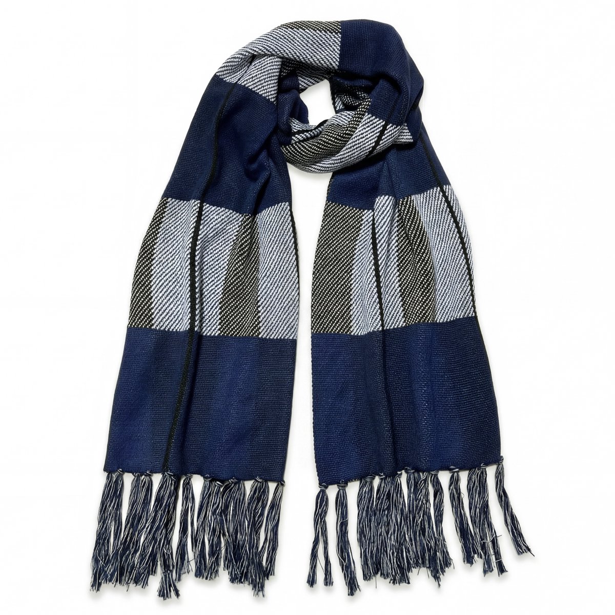Hiems | Blauw-witte Geruite Sjaal van Gerecycled Katoen