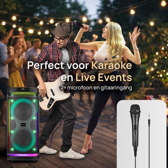 VolkanoX Paramount Bluetooth Party Speaker - Incl. Microfoon - 320 watt - Karaoke - LED-verlichting - TWS - Gitaar ingang van VolkanoX — afbeelding 3