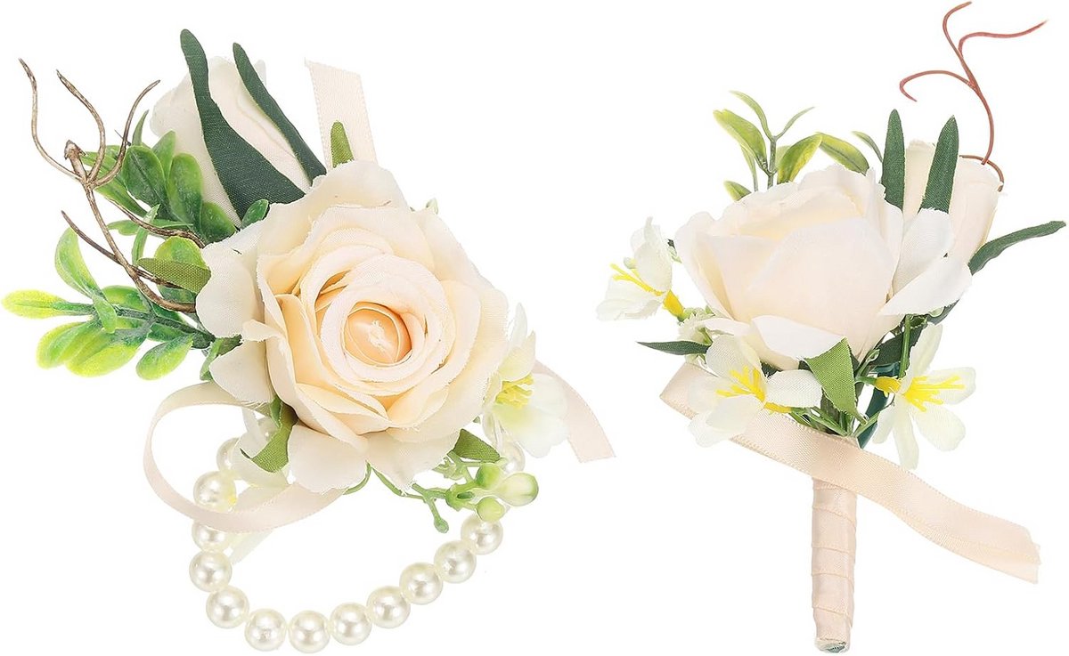 Set van Polscorsage en Bloemen voor Revers voor Bruiloft en Feesten
