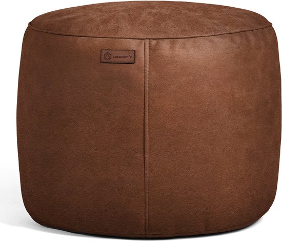 Casacomfy ModiPouf – Pouf rond – Caramel Latte – Repose-pieds – Aspect cuir