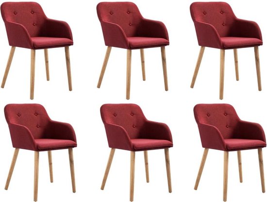 Appartement Weg mouw Elegante Eetkamerstoelen Rood set van 6 STUKS Stof / Eetkamer stoelen /  Extra stoelen... | bol.com