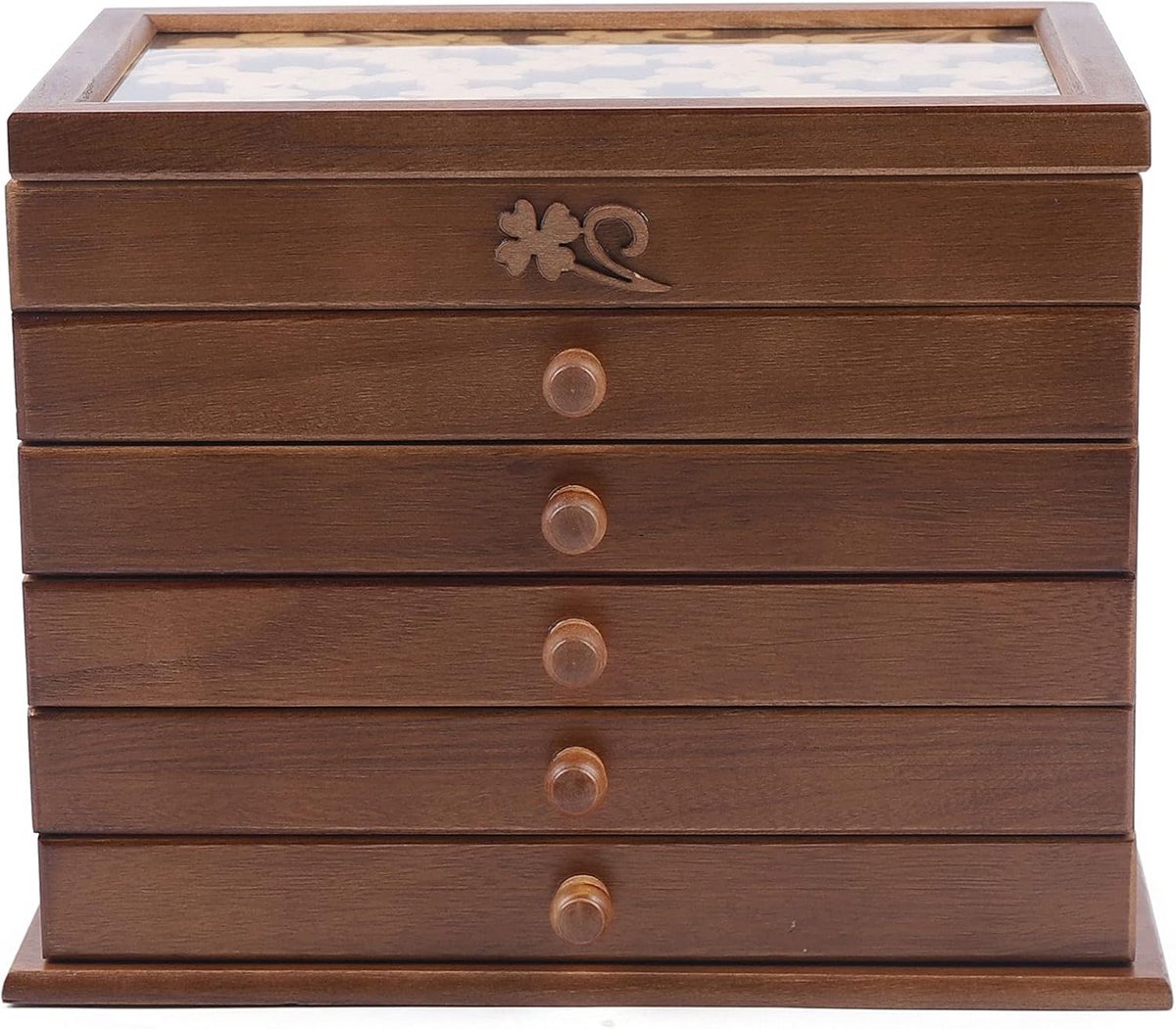 Luxe Houten Sieradendoos met 6 Lagen en Laden voor Horloges en Sieraden