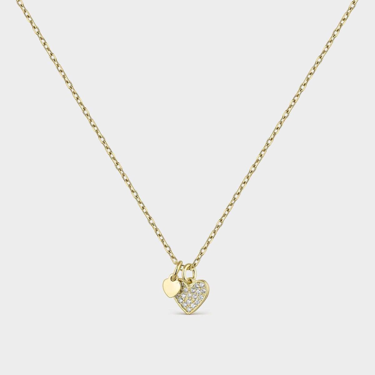 Ketting met hartje met witte zirkonia – verguld zilver
