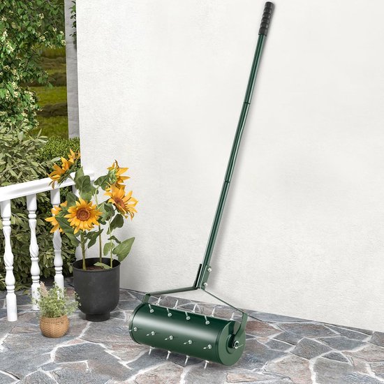 KOMFOTTEU Gazonbeluchter 45 x 130 cm - handverticuteermachine - met steel en spijkers van 3,4 cm - rollende aerificeerder - voor tuin, binnenplaats, terras - Gazonwals van KOMFOTTEU — afbeelding 3