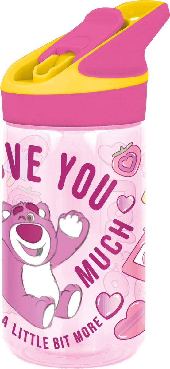 Toy Story's Lotso Tritan Premium Drinkfles - 480 ml – Sluit goed af – Drinkfles voor kinderen – Roze/Geel