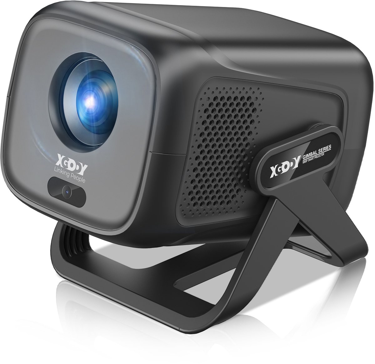 XGODY 2025 Model - 1080P Native & Autofocus Mini Beamer | Slimme Draagbare Projector met Ingebouwde Apps, 150" Beeld & 1920x720 Scherp | 15.000:1 Contrast | Perfect voor Thuisbioscoop & Gaming