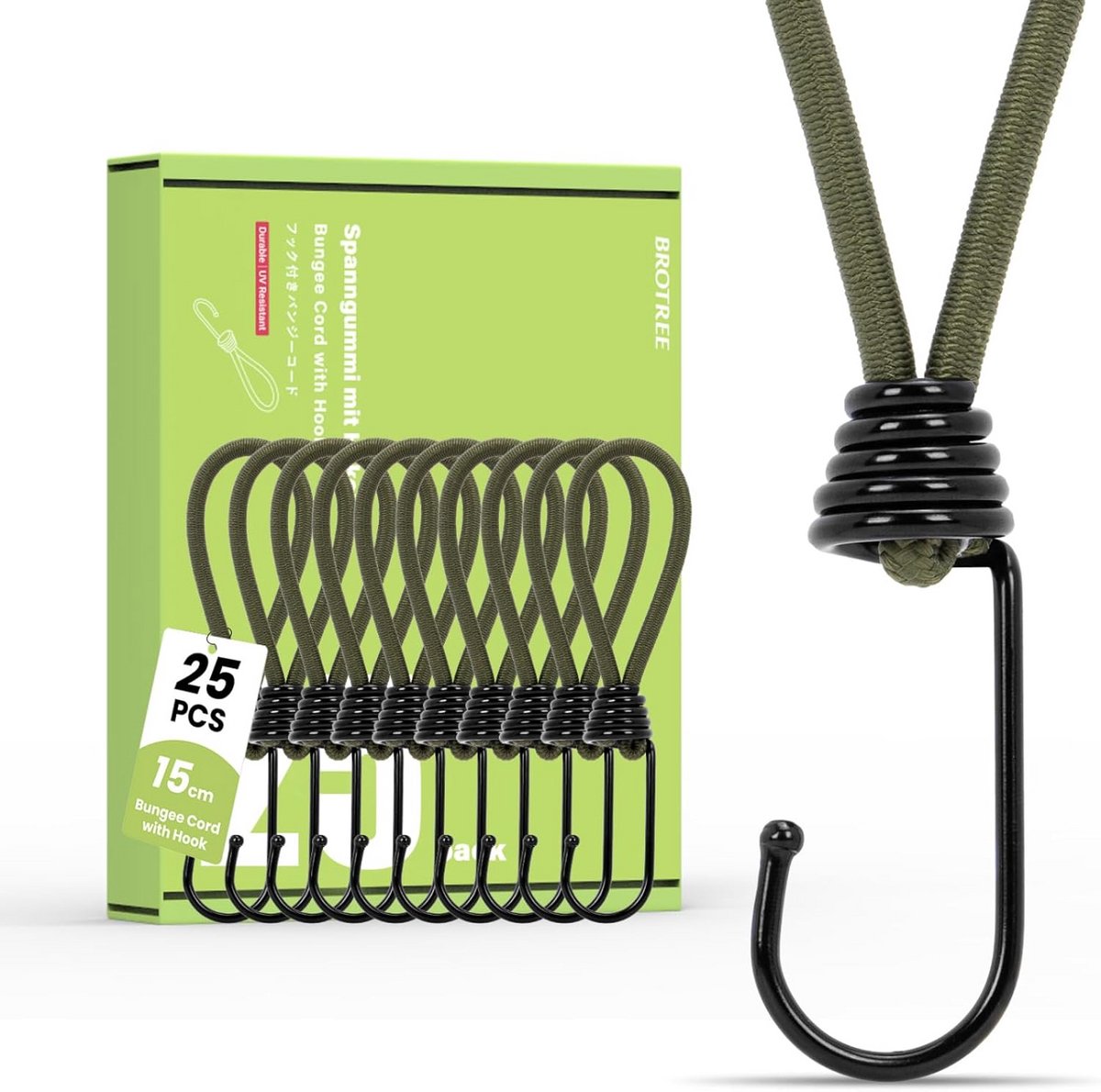 Set van 25 Robuuste Elastische Banden met Haken voor Zeilen en Tenten