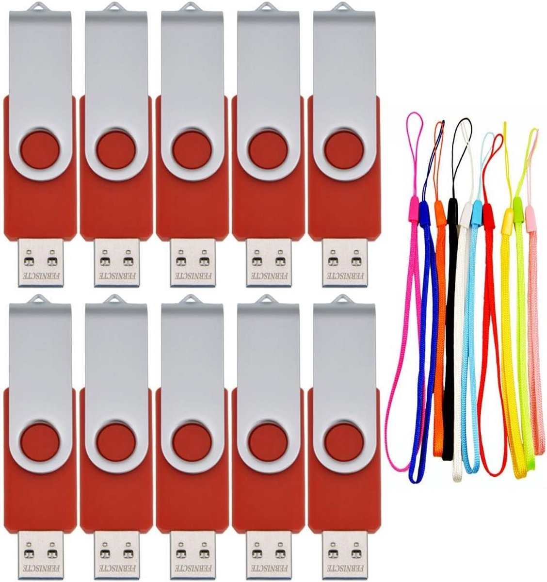 10 stuks USB 2.0 Flash Drives 1GB Rood Geheugensticks Draaibaar voor Promotie