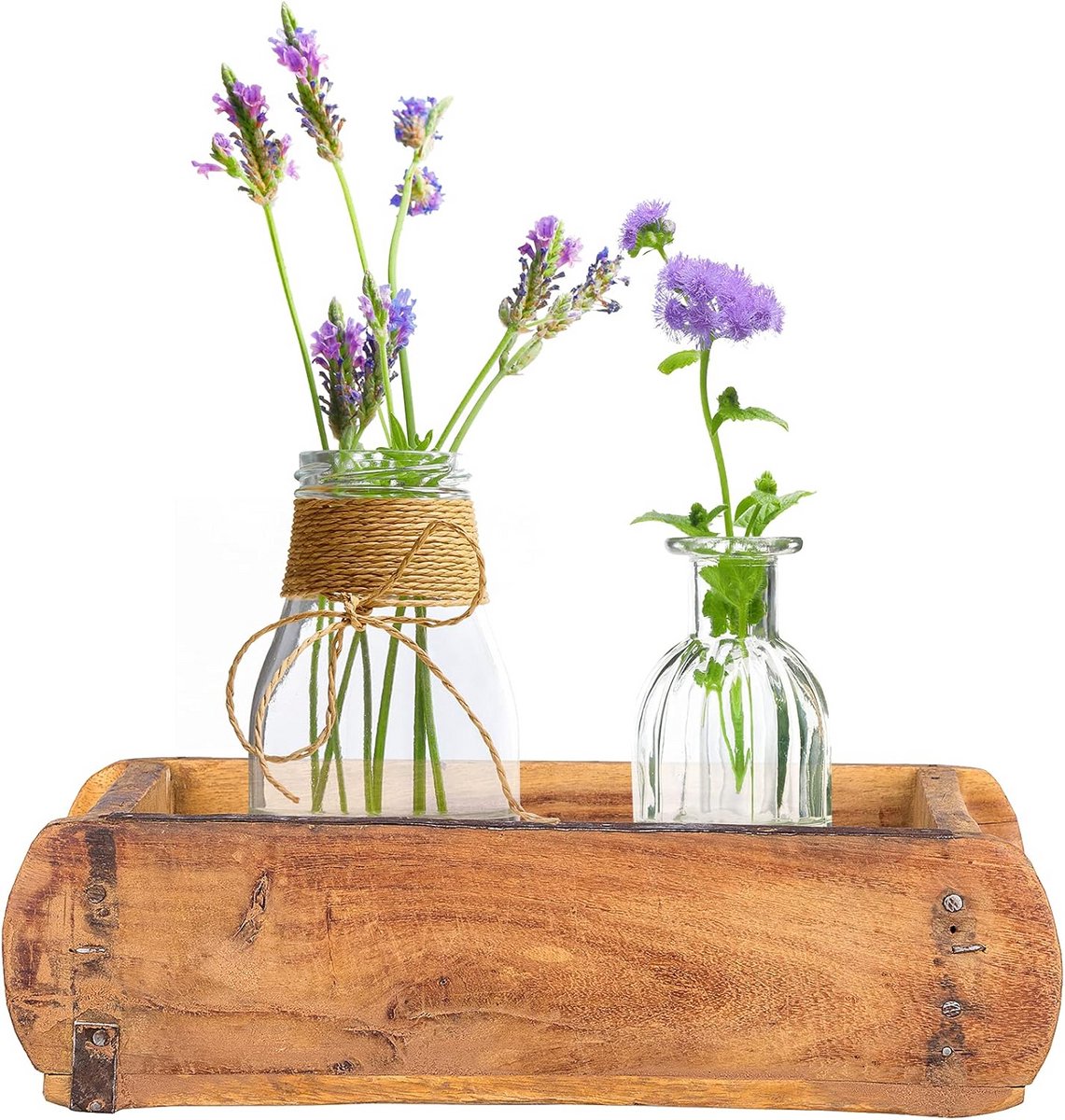 Rustieke houten kist met deelbeslag - Decoratieve opbergbak - Uniek vintage design