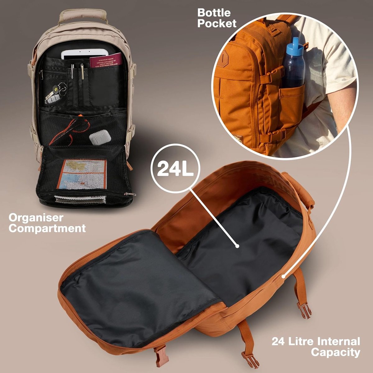 CabinMax Metz Reistas – Handbagage 24L Ryanair / Wizz Air – Rugzak Transavia – Schooltas - 40x30x20 cm – Compact Backpack – Lichtgewicht – Loch blue – foto 4