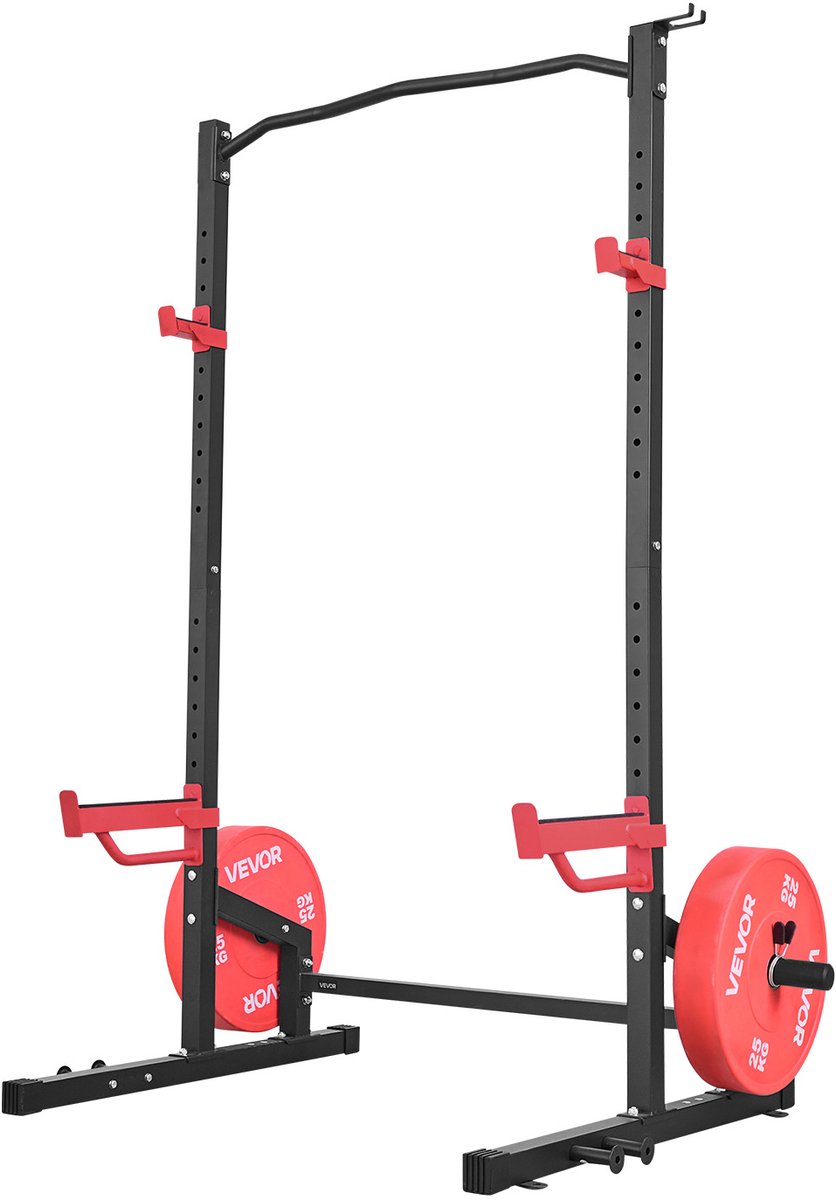 VEVOR Power Cage Squat Rack, 454 KG Draagvermogen, Multifunctioneel Krachtrek voor Thuisgym met 4 Bandhouders, Verstelbare J-Haak en Veiligheidsstangen voor Pull-Ups met Halterstang. thumbnail 2