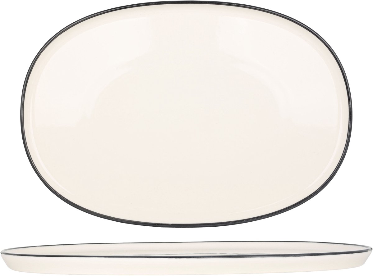 Bonna Serveerschaal - Linea Black - Porselein - 34 cm - set van 2