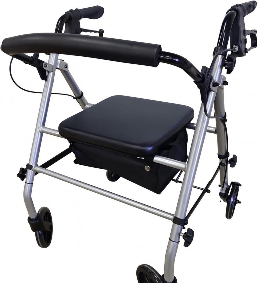 Lichtgewicht Opvouwbare Rollator met Zitting en Boodschappentas - In Hoogte Verstelbaar