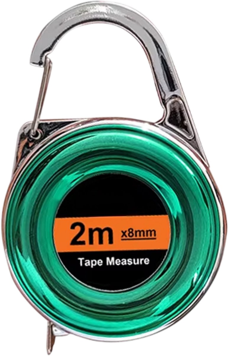 Mini Rolmaat Sleutelhanger 2m - Compacte Stalen Meetlint - Meetband – Multifunctionele Meetlat Cadeau - Groen