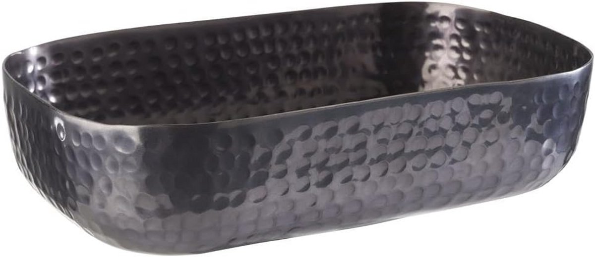 Aluminium Serveerschaal met Gehamerd Oppervlak - Gunmetal Kleurig