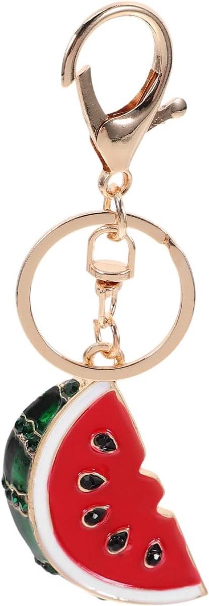 Sleutelhanger met watermeloen design - Glinsterende strass - Fruit accessoire voor sleutels - Palestina design - Meerkleurig - 11.00x3.00x1.00cm.