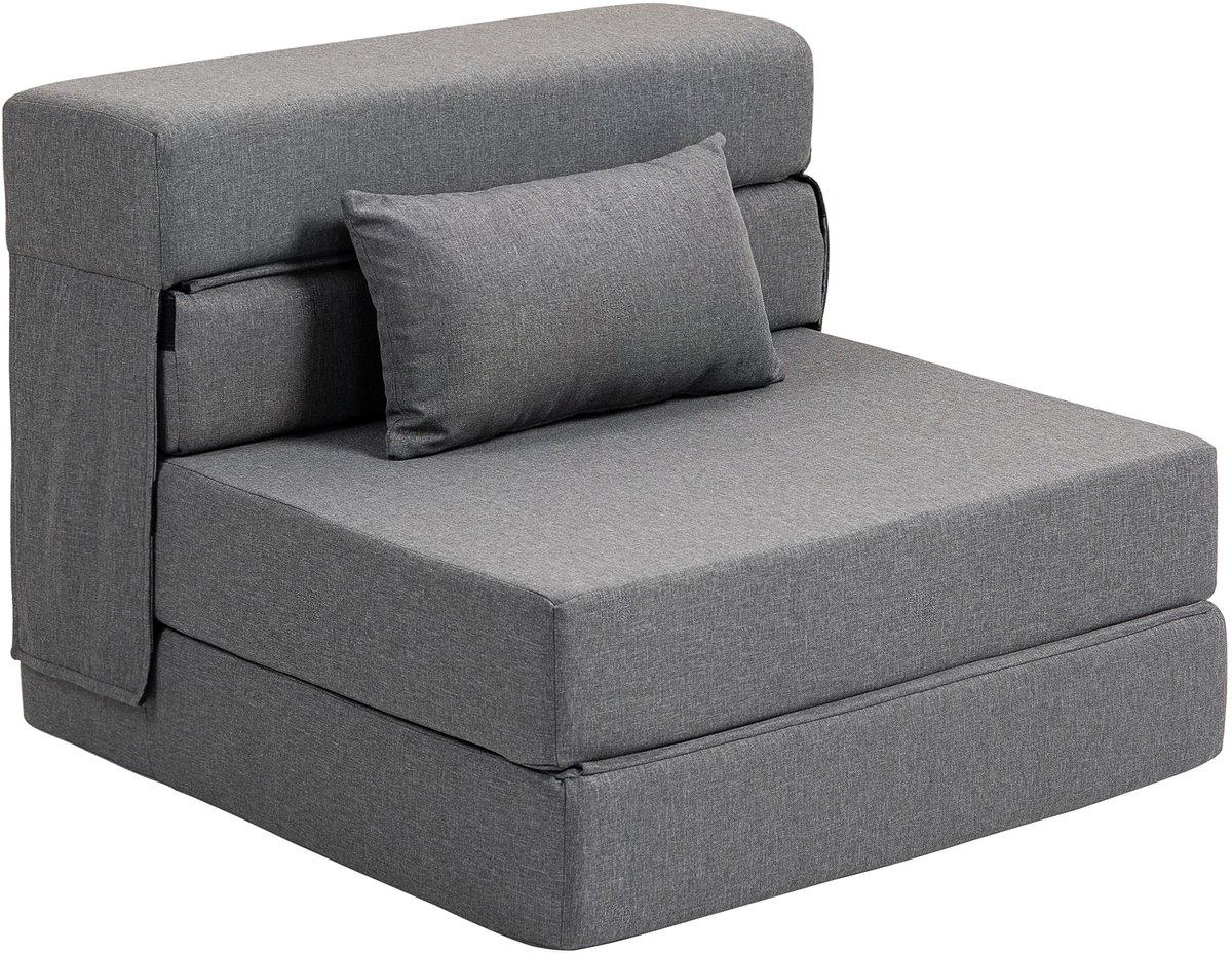 Homcom Stoelbed-Polyester, schuim-210L x 80B x 15H cm-Grijs