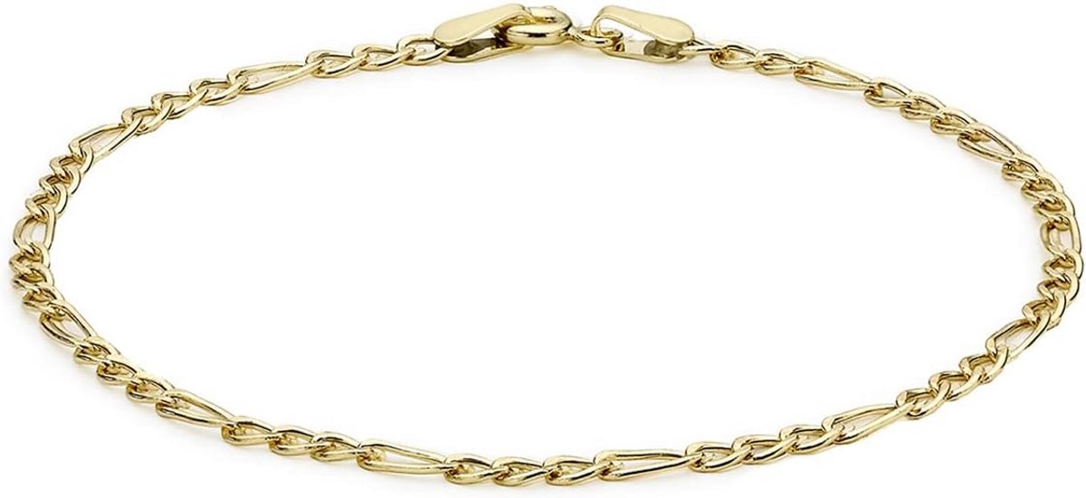 Dames Schakelarmband Geelgoud 9 Karaat (375) Holle Diamantgeslepen