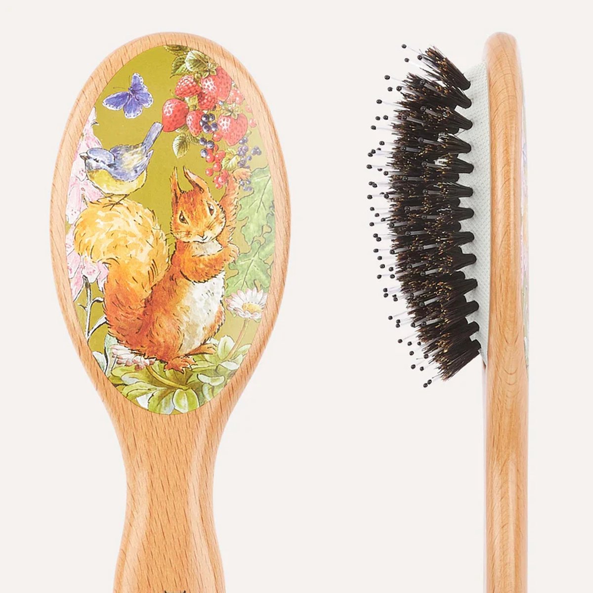 Kent Brushes - Peter Rabbit - Pieter Konijn - PR02 - Squirrel Nutkin™ Small Bristle Nylon Mix Hairbrush - Eekhoorn Wipstaart™ kleine borstel nylon mix haarborstel