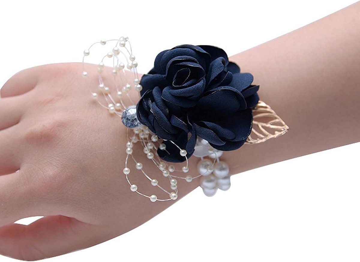 Elegante Corsage voor Pols met Roos en Parelarmband - Bruiloft & Feest Accessoire
