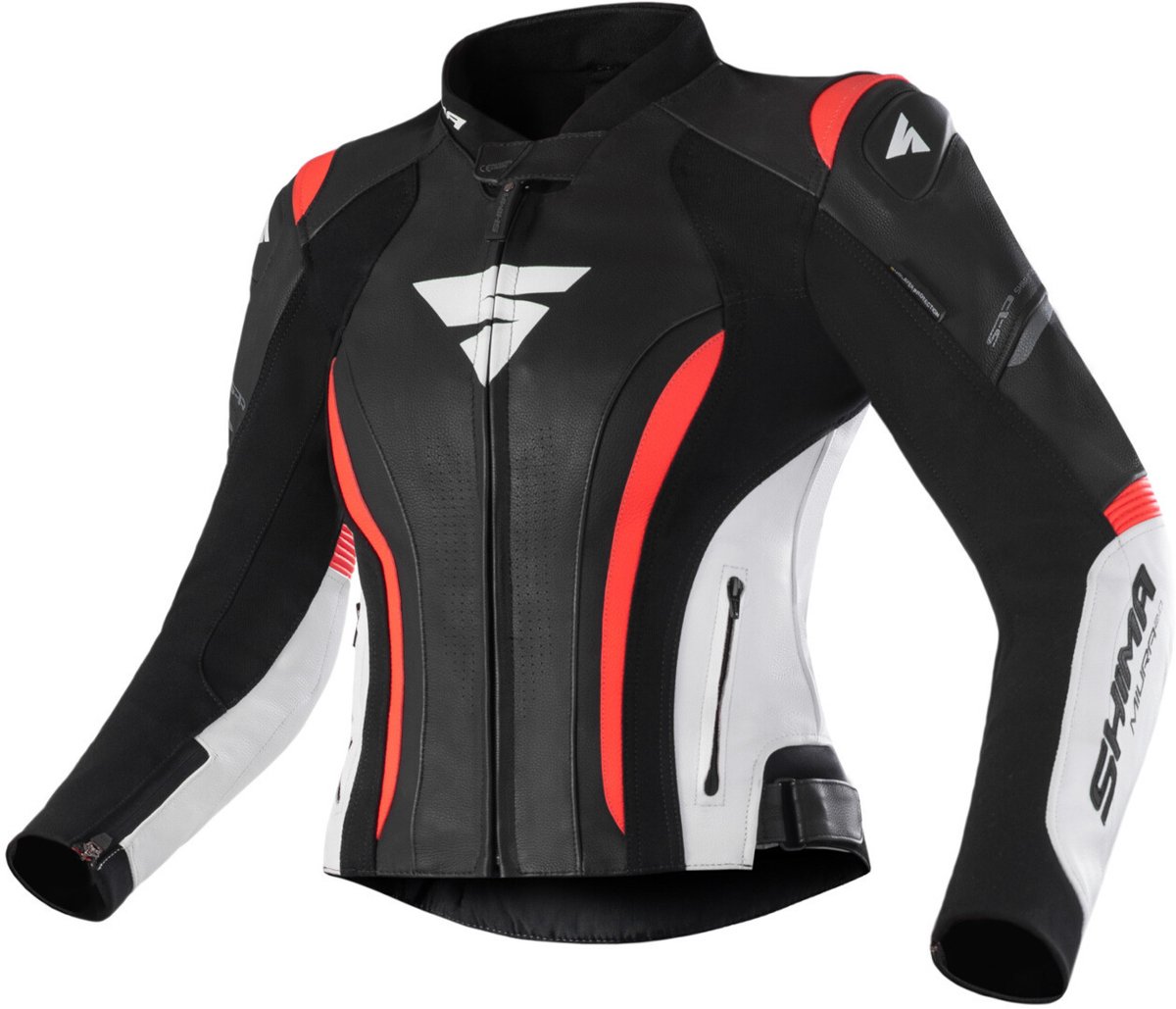 SHIMA Miura 2.0 Dames Zwart Wit Rood Leren Motorjas - Jas