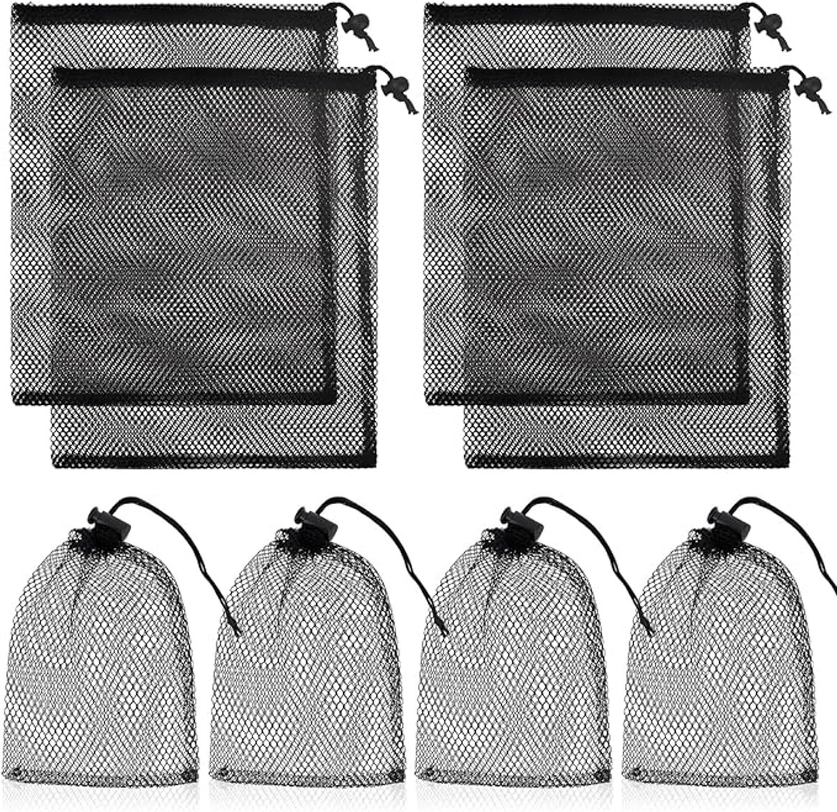 Famanu – Mesh trekkoordtas klein formaat, nylon opbergzak met trekkoord voor accessoires en organisatie