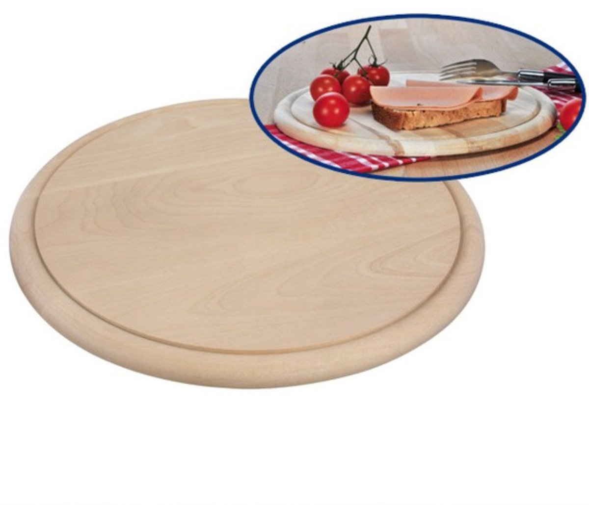 HI Serveer plank - rond - 28 cm - hout - ham plankje - broodplank - hapjes serveerplanken