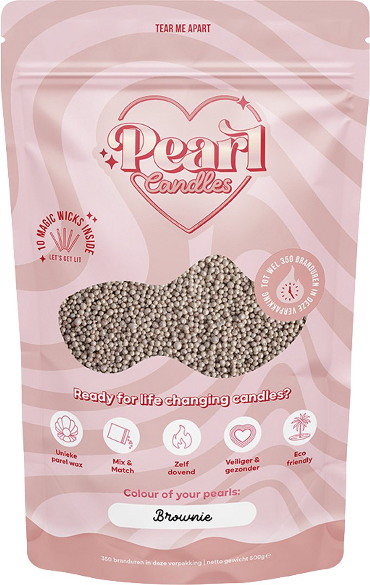 Kaarsenzand - Kaarsenzand met lonten - Pearl Candles – DIY kaarsen maken - Brownie - Zelf theelichtje waxinelichtje maken - Lont inbegrepen – Licht Bruin - ±250 / ±300 Branduren – 500 g