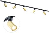 Focus III - Éclairage sur rail Monophasé - GU10 - 200cm - I-forme - 5 spots - Système sur Rail - Or