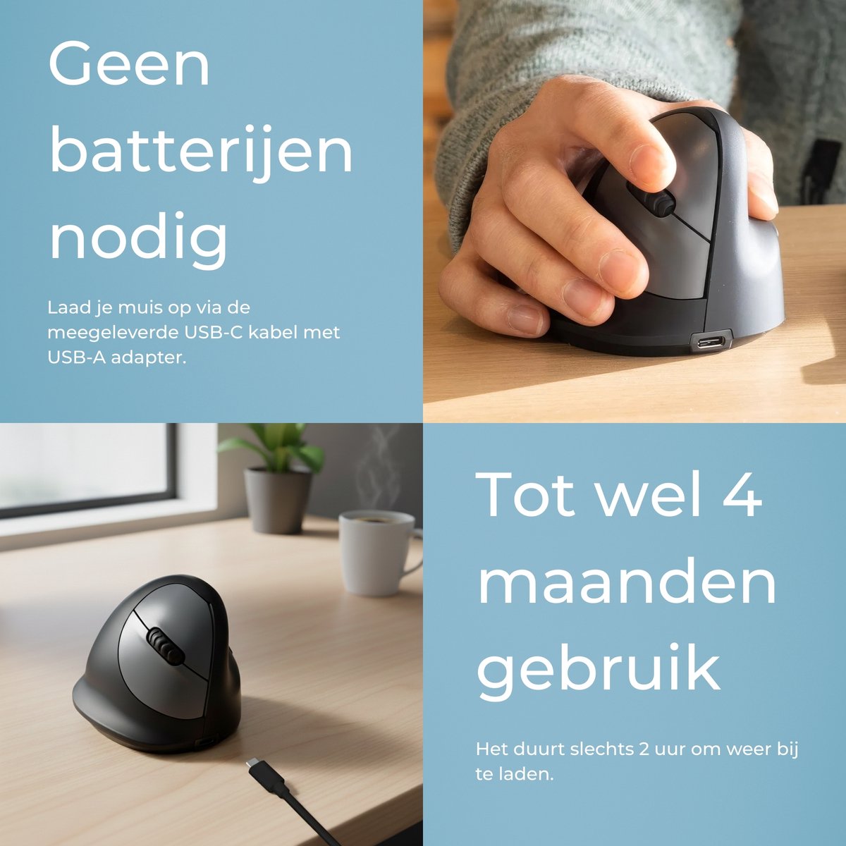 R-Go HE - Ergonomische Verticale Muis - Bluetooth - Draadloos thumbnail 7