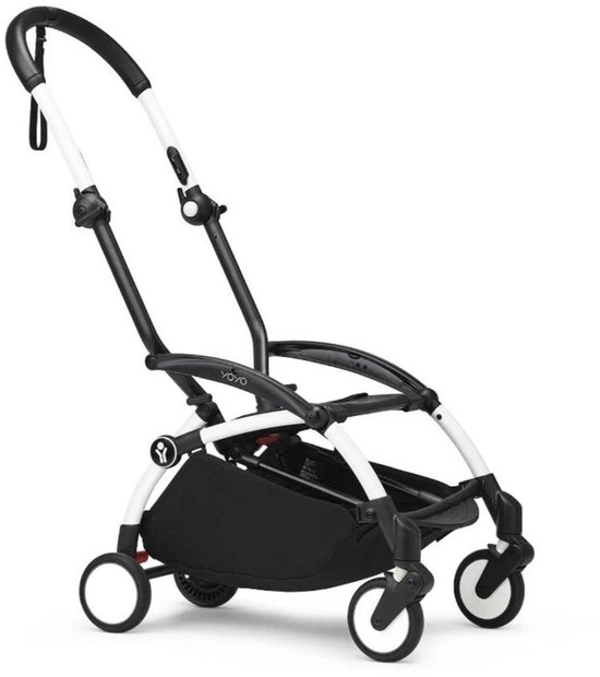 Stokke YOYO3 frame, wit - textielset niet inbegrepen - geleverd met 5-punts harnas, in meerdere posities verstelbare rugleuning, luifelverlengingen, gevoerde schouderriem en beschermende opbergtas