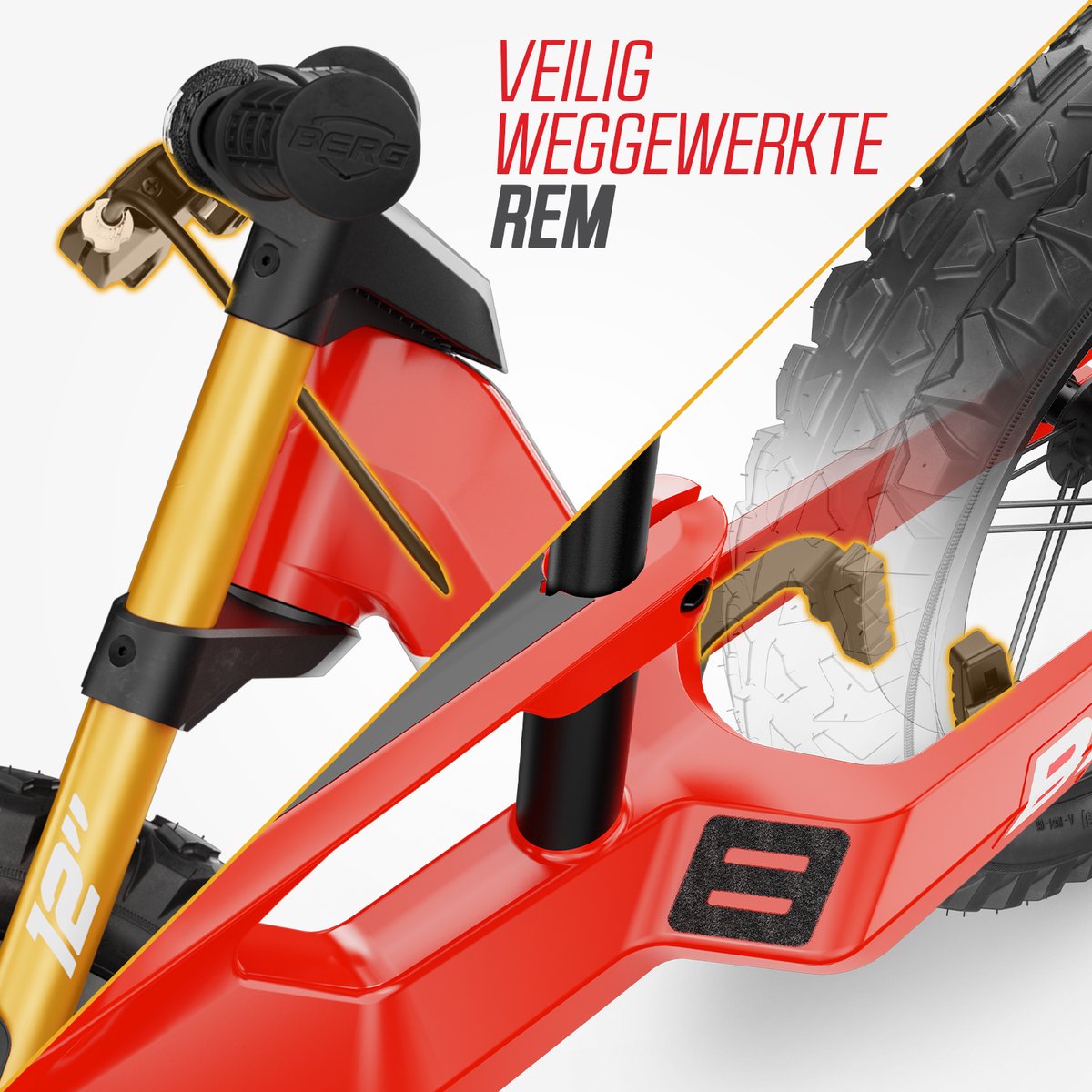 BERG Biky Cross Red Loopfiets - 12 inch - Met handrem thumbnail 6