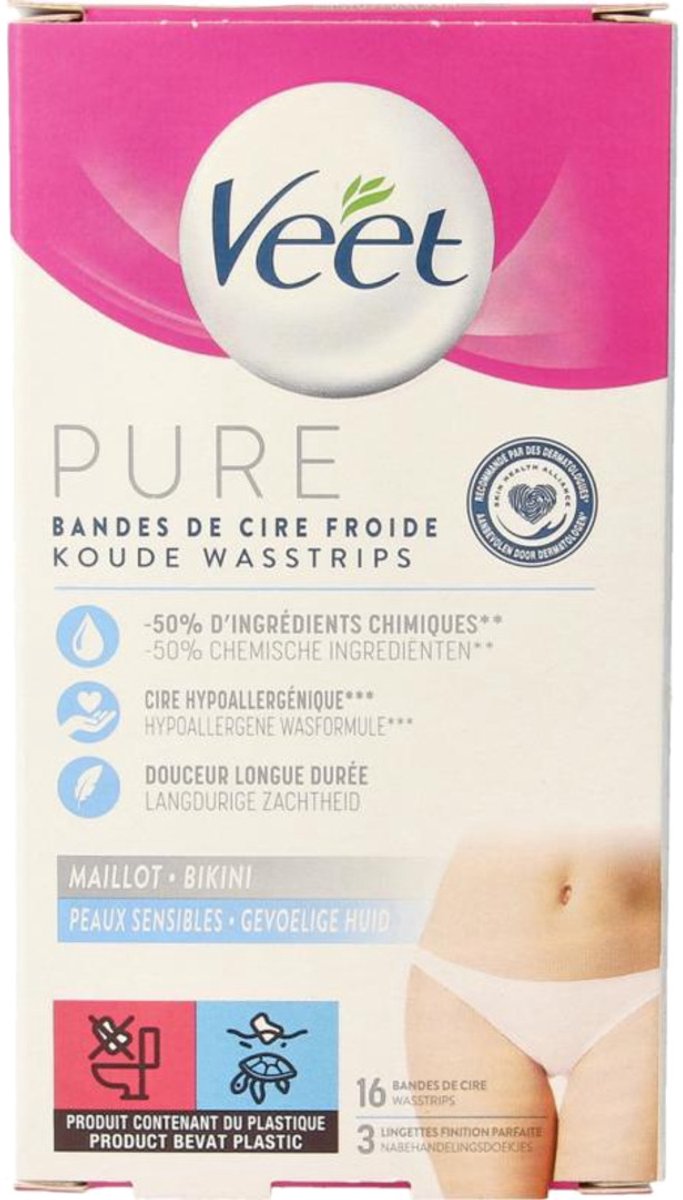 Veet Pure ontharingsstrips voor de bikinilijn - voor de gevoelige huid - 16 stuks